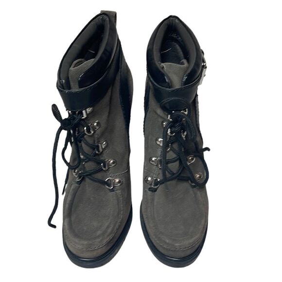 Nine West Platform Smokino Suede Lace Up Bootie Heels. Size 7.5. - Picture 3 of 9